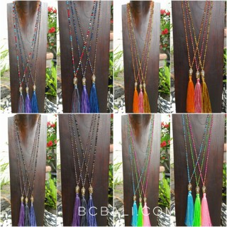 wholesale lot free shipping buddha head chrome tassels necklaces